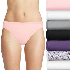 NWT 7-Pk Bikinis Hanes Ultimate Tagless Sz 7/L